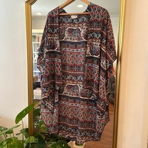 Red and blue elephant cardigan